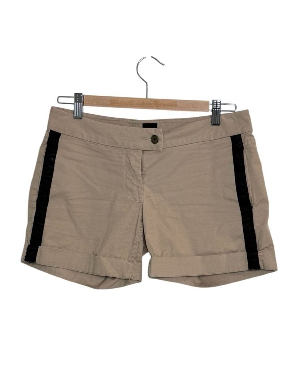 Guess By Marciano Brown Khaki Shorts Size 2 Side Stripe Cuffed